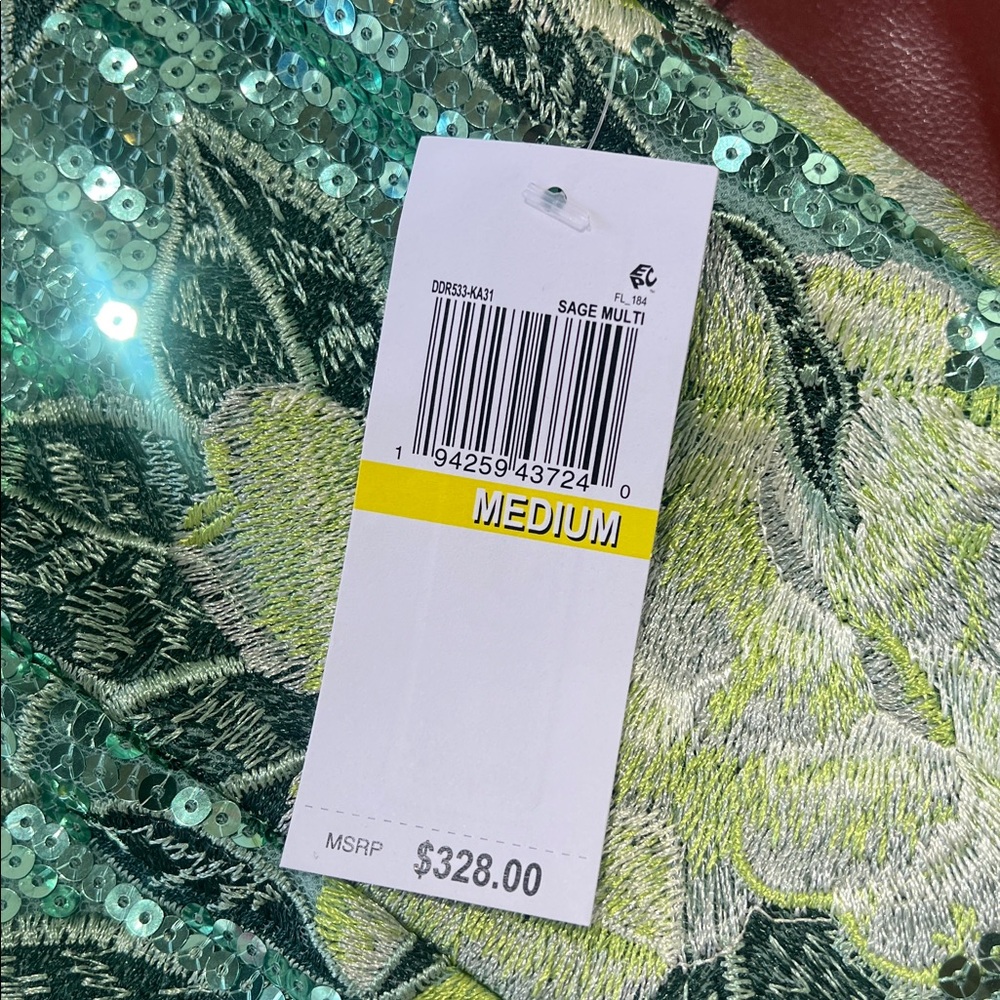 Dress the Population Green & Lime Floral Sequin Midi Dress - Picture 6 of 6